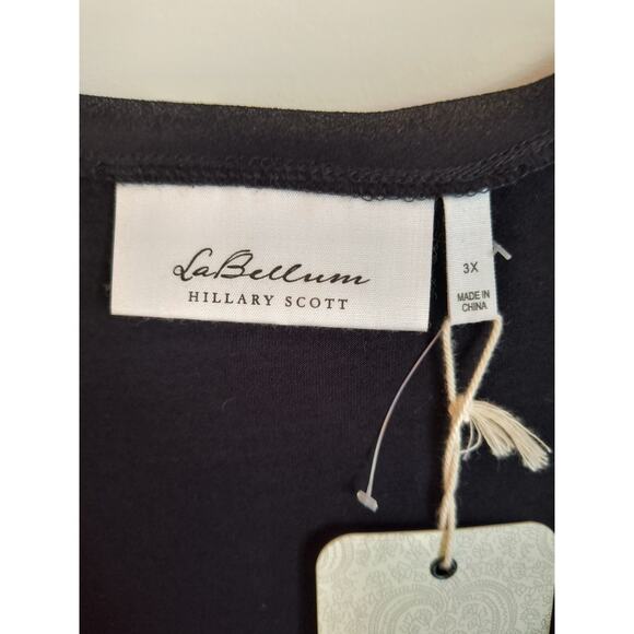 La Bellum Hillary Scott  Sequin Top Woman's Size 3X Black White Short Sleeve - Picture 2 of 12